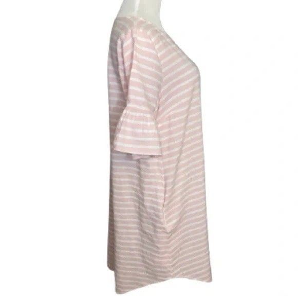 Love In women’s pink white stripe short-tail short sleeve dress Soft Girl Preppy - Picture 3 of 4